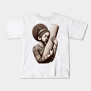 Afrocentric Woman Wooden Carving Kids T-Shirt